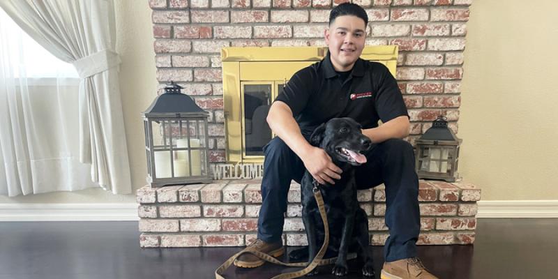 owner with bed bug sniffing dog