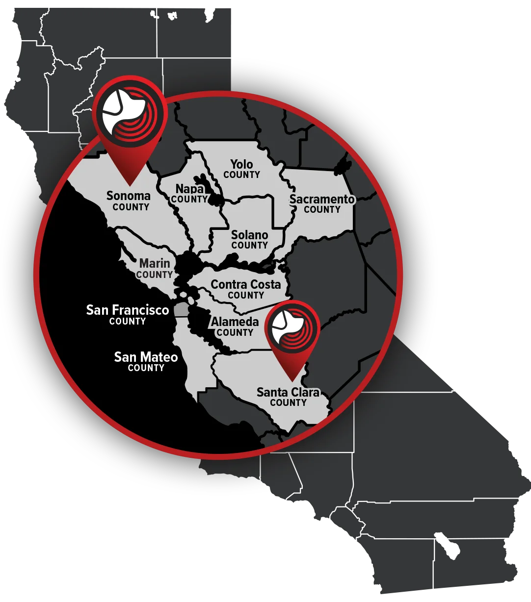 Premier Canine Detection Service Area Map Bay Area California 